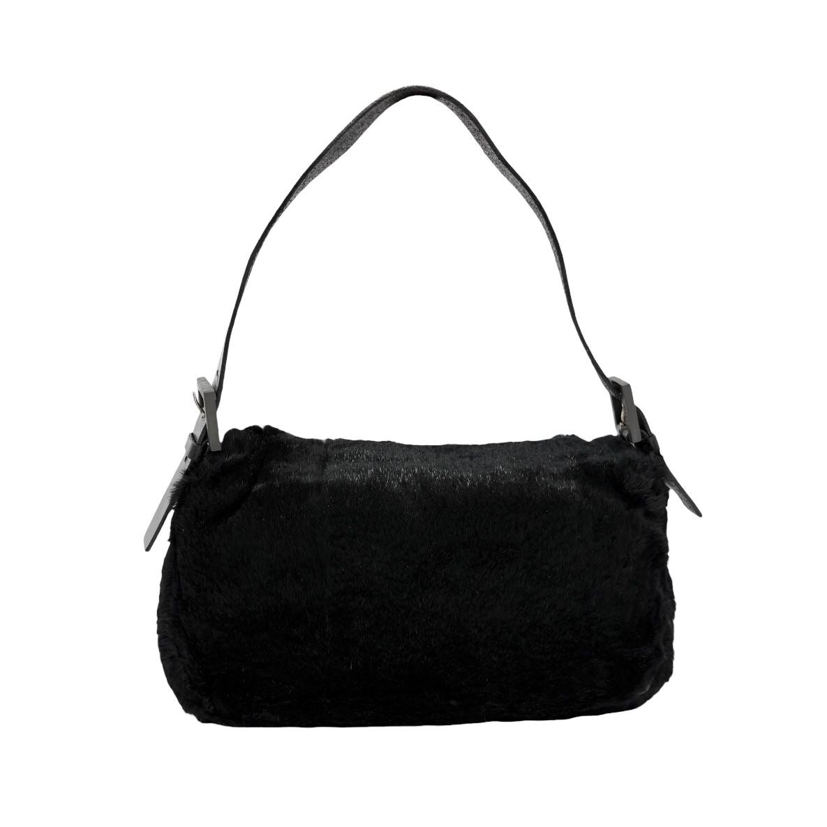 Fendi Black Fur Baguette Bag