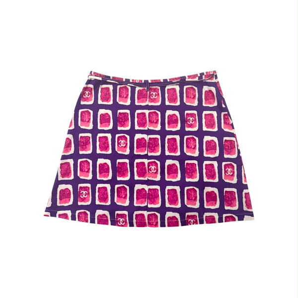 Chanel Purple Print Wrap Skirt
