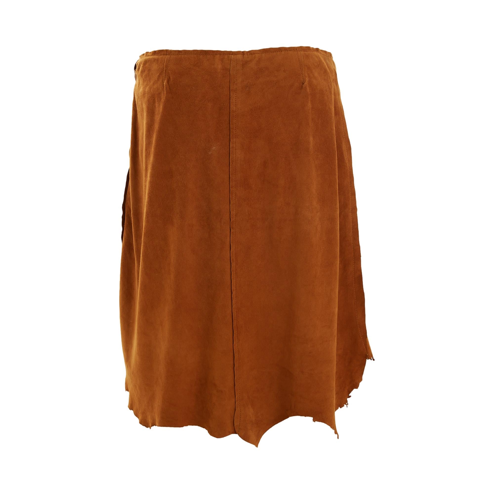 Dolce & Gabbana Brown Suede Layered Skirt