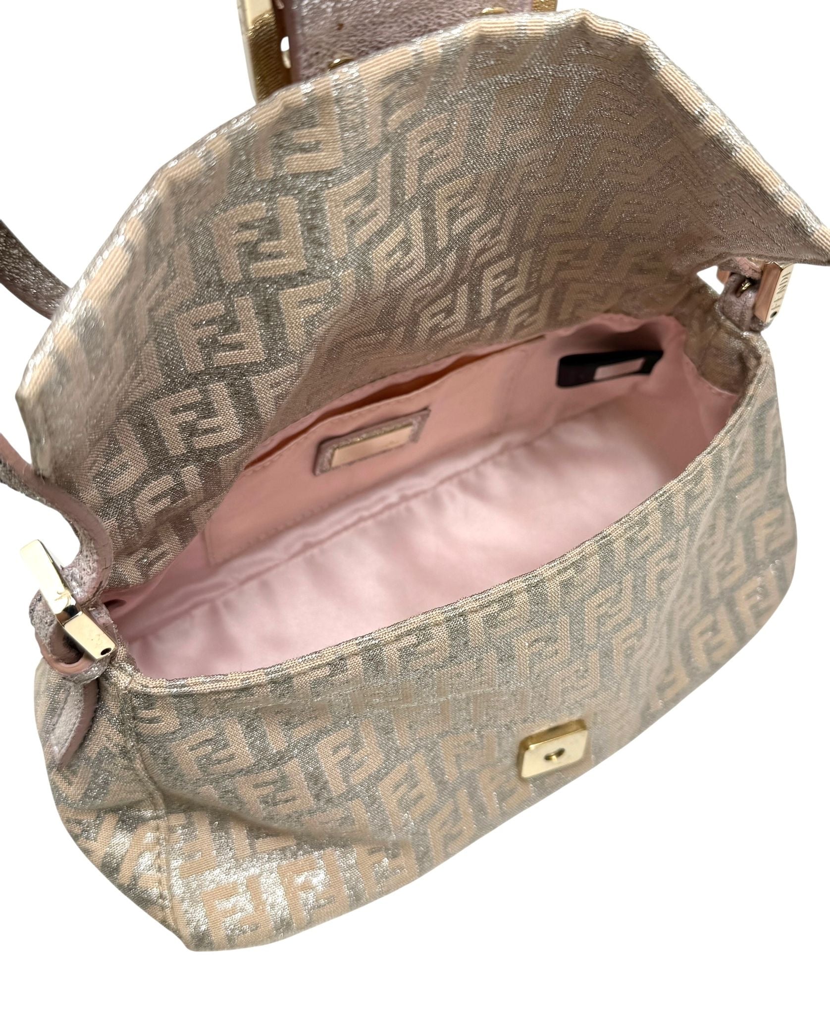 Fendi Pink Shimmer Mini Baguette