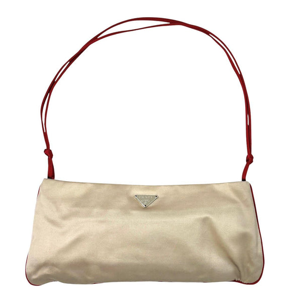 Prada Ivory Satin Beaded Shoulder Bag