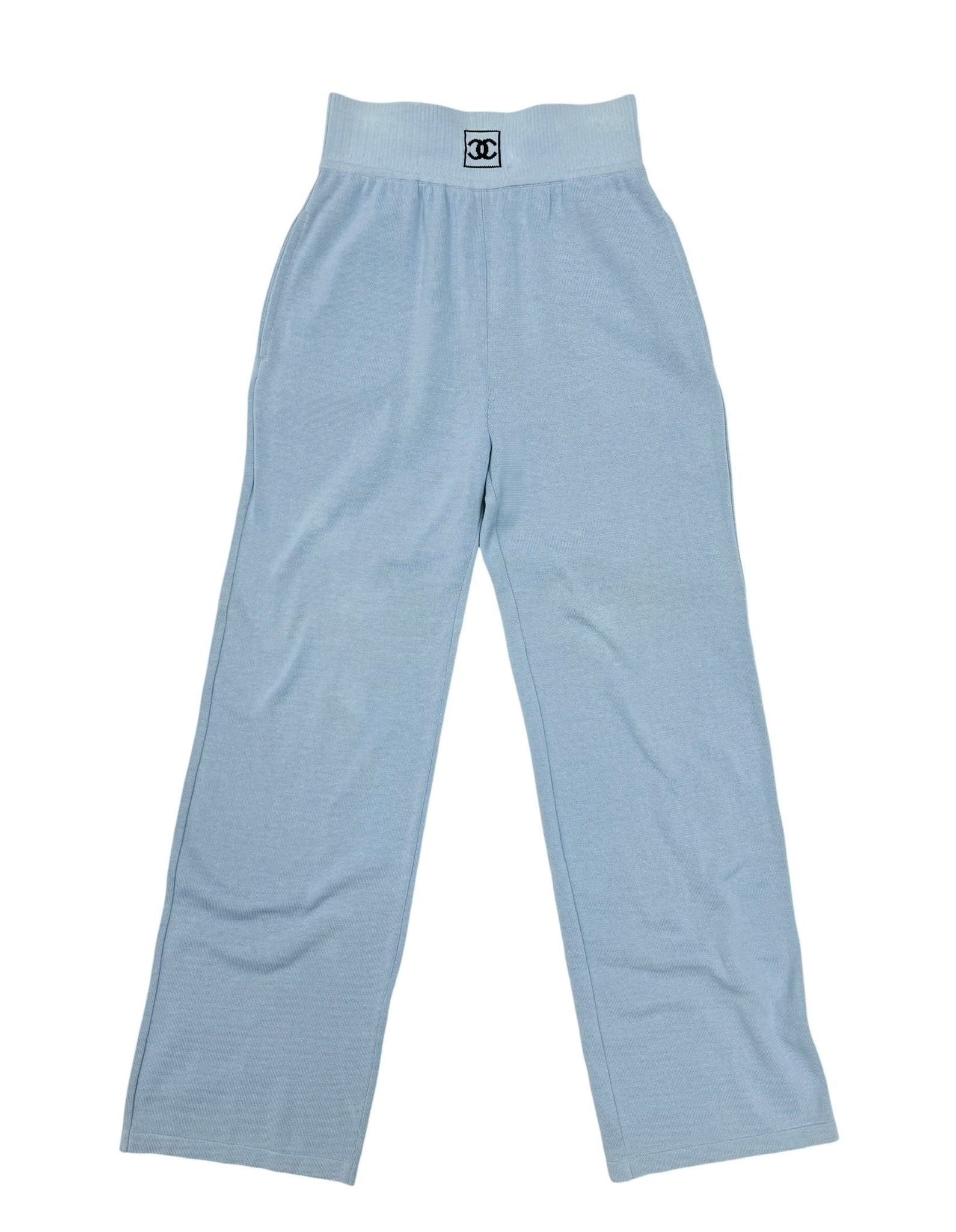 Chanel Baby Blue Logo Sweatpants