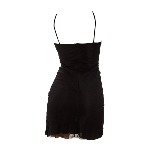 Versace Black Sheer Mesh Bustier Slip Dress