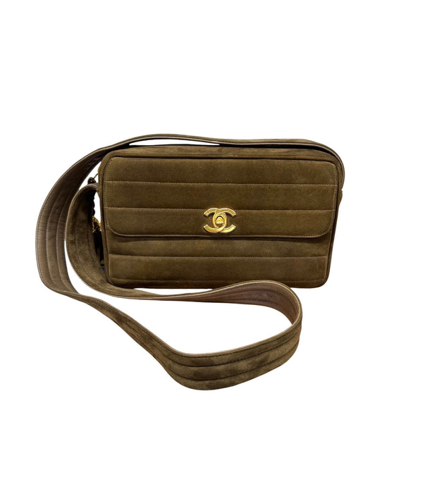 Chanel Brown Suede Square Quilted Bag