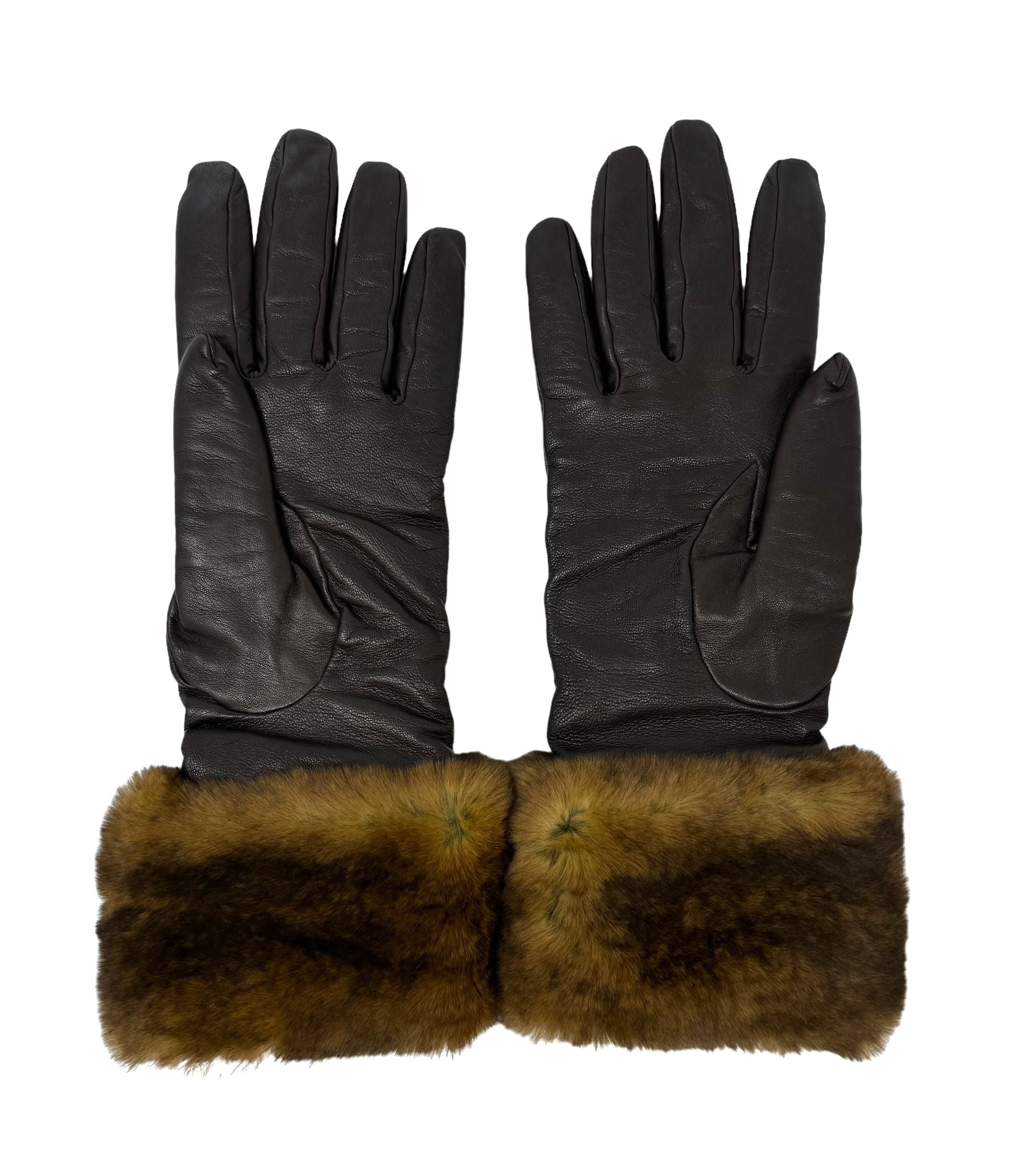 Chanel Brown Fur Gloves
