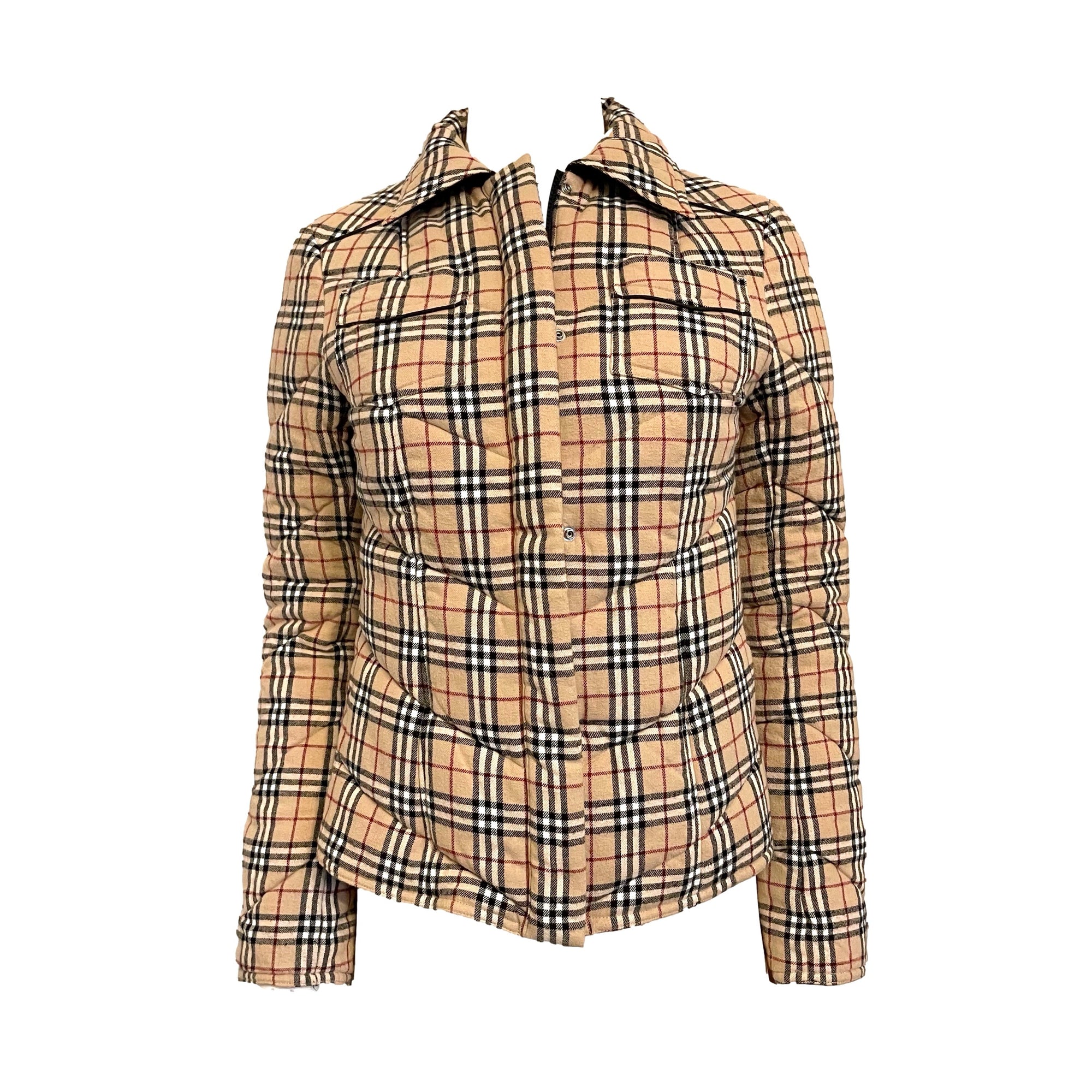 Burberry Tan Plaid Puffer Jacket