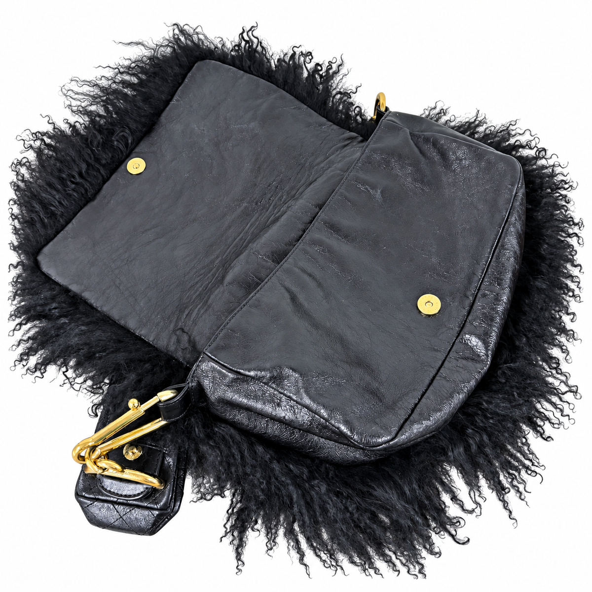 Chanel Black Mongolian Fur Shoulder Bag