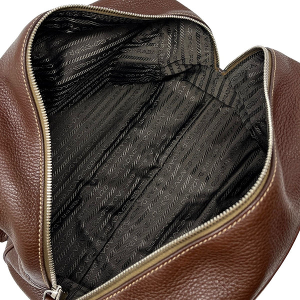 Prada Brown Leather Logo Shoulder Bag