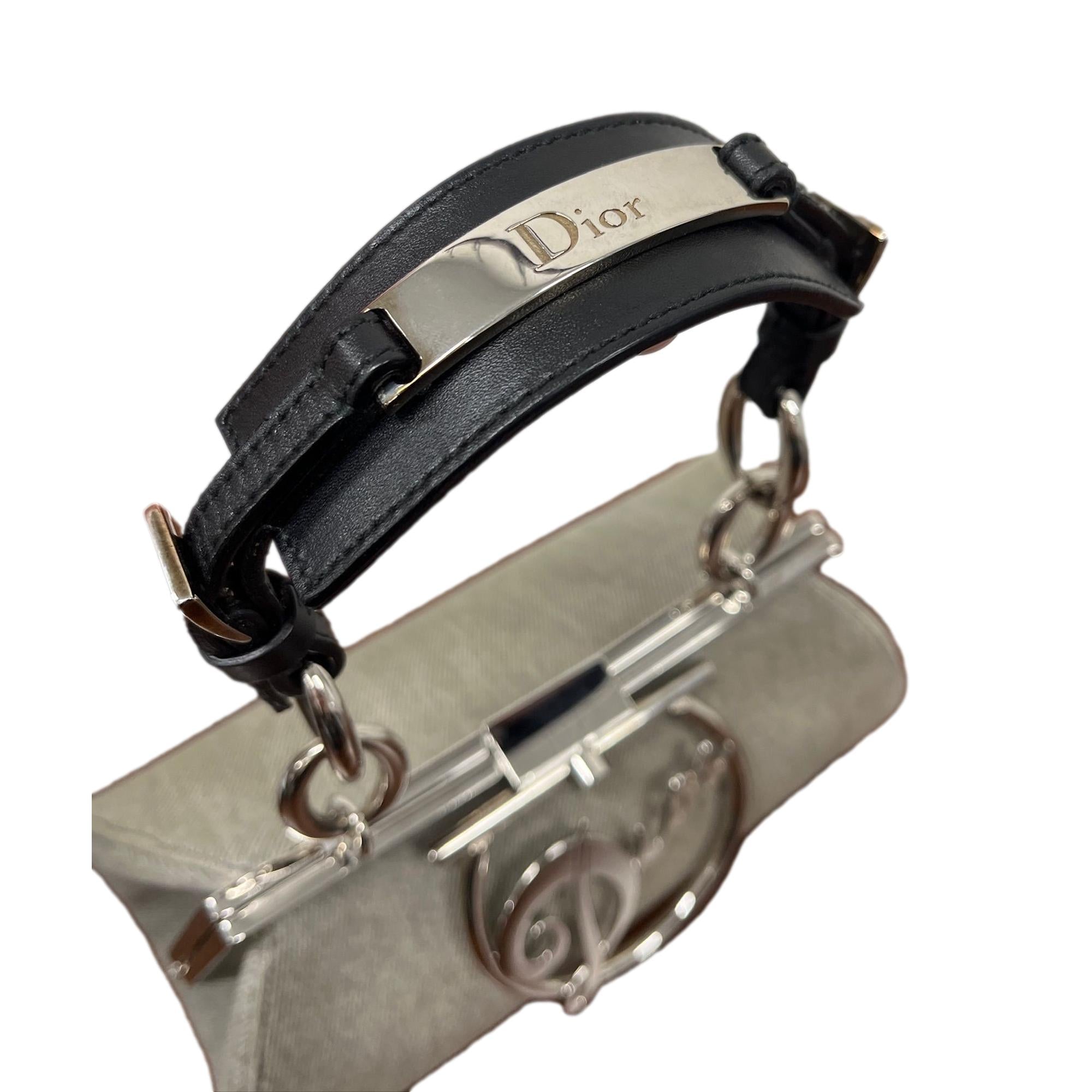 Dior Grey Mini Logo Top Handle Bag