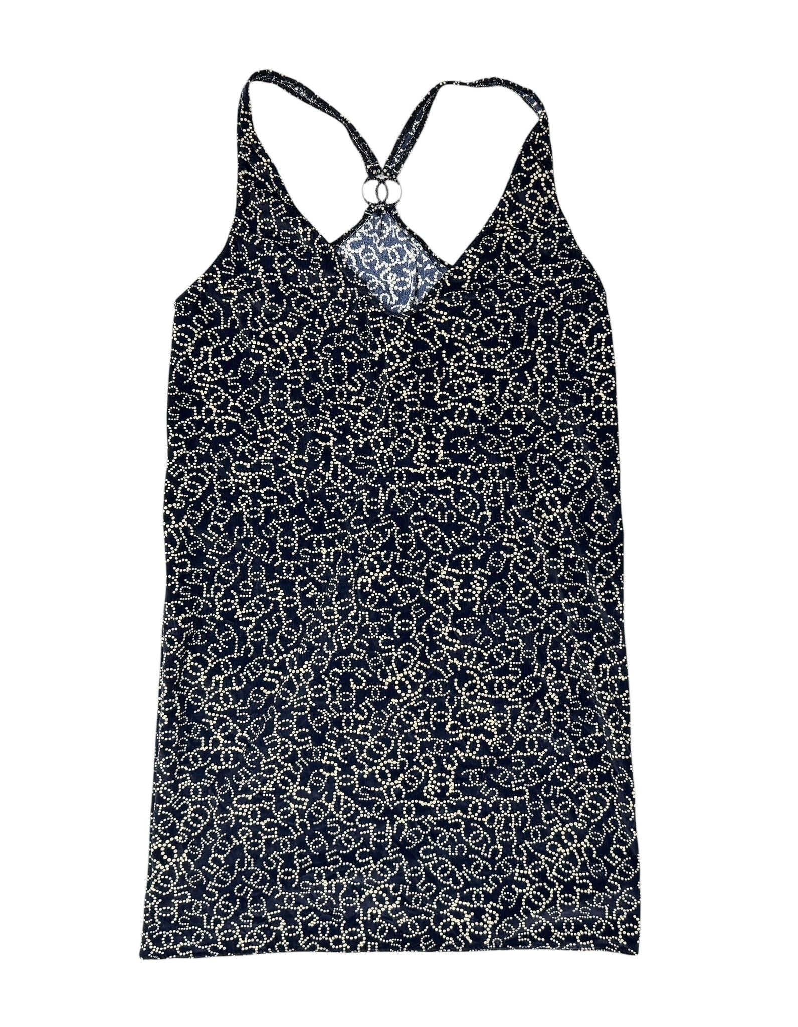 Chanel Navy Velour Logo Dress