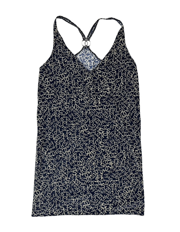 Chanel Navy Velour Logo Dress