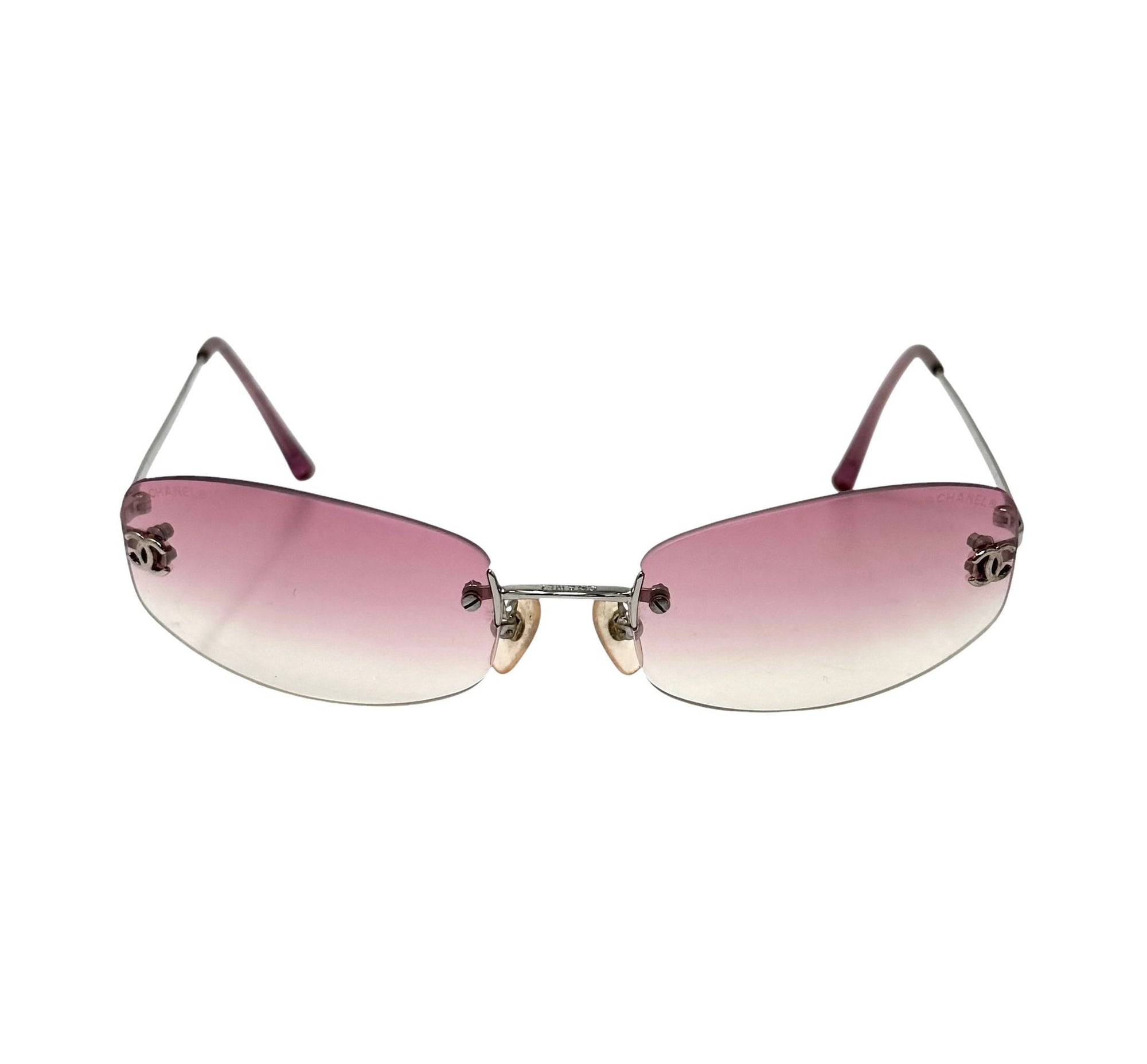 Chanel Pink Mini Rimless Sunglasses