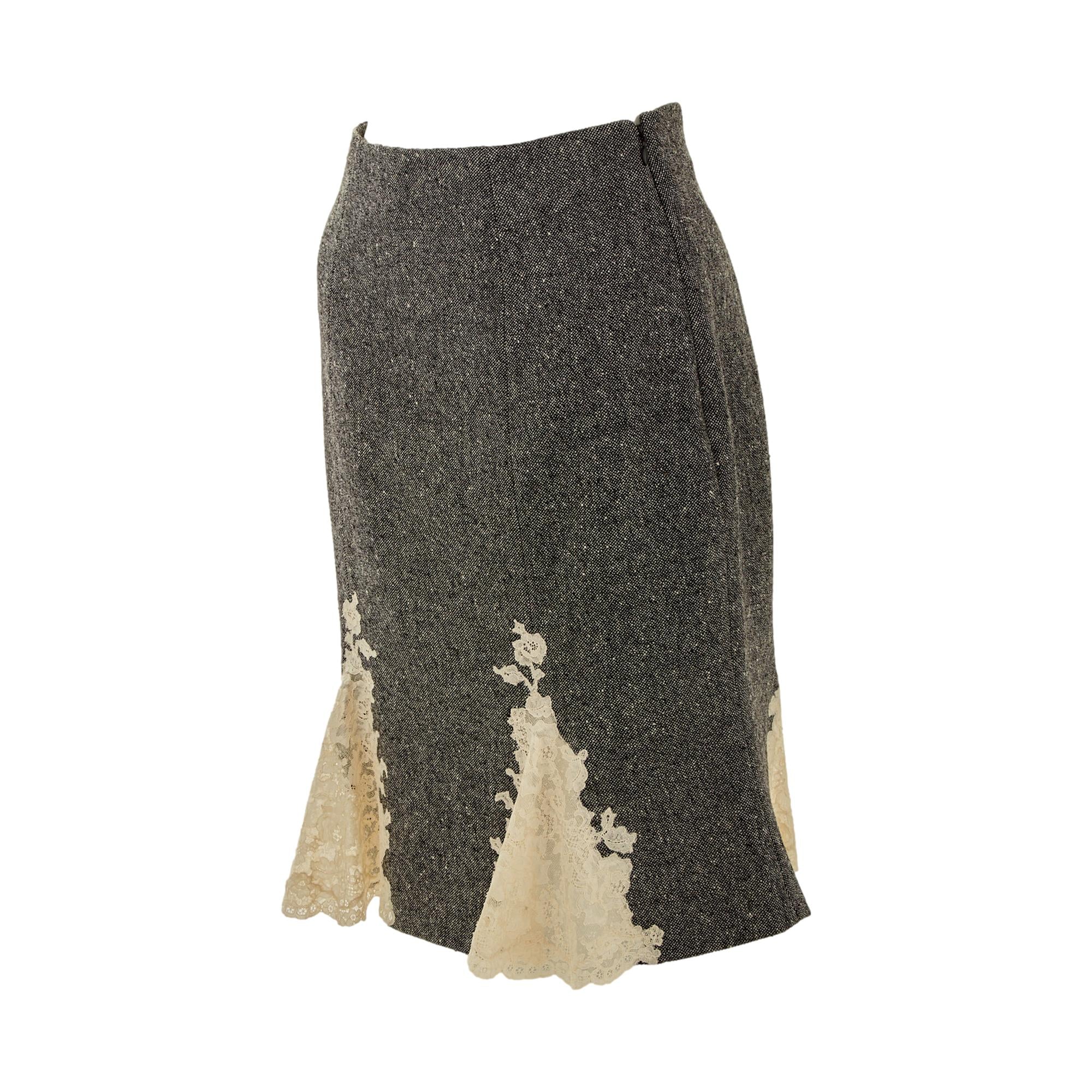 Dior Grey Tweed Lace Skirt