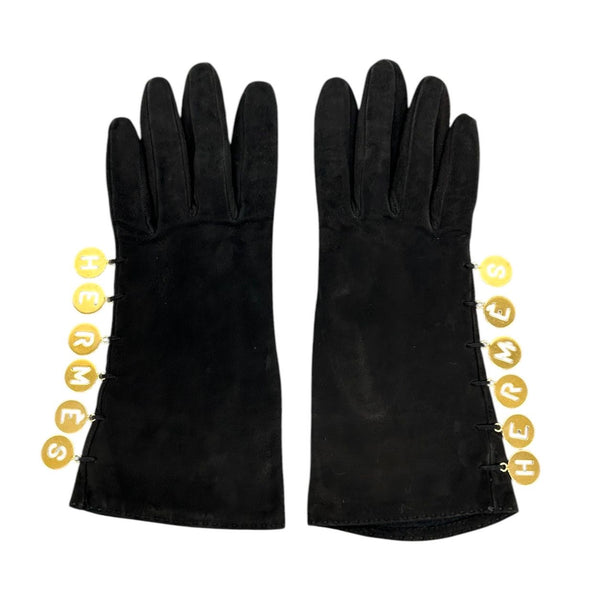 Hermes Black Charm Logo Gloves