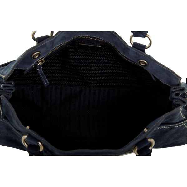 Prada Navy Suede Shoulder Bag