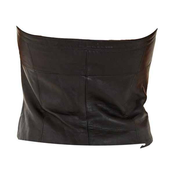 Mugler Black Leather Buckle Top