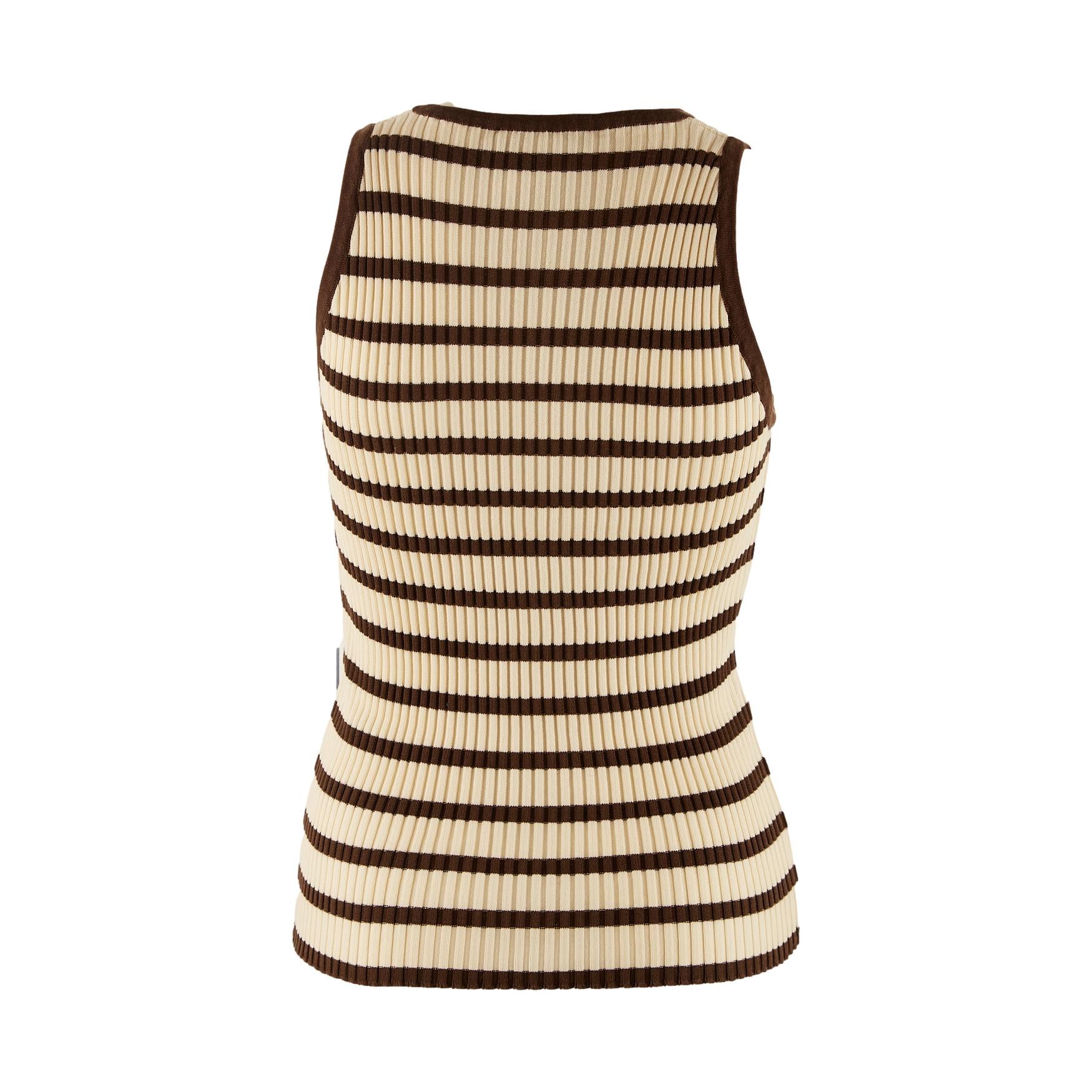 Chanel Brown Striped Logo Tank
