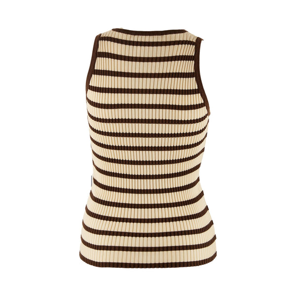 Chanel Brown Striped Logo Tank