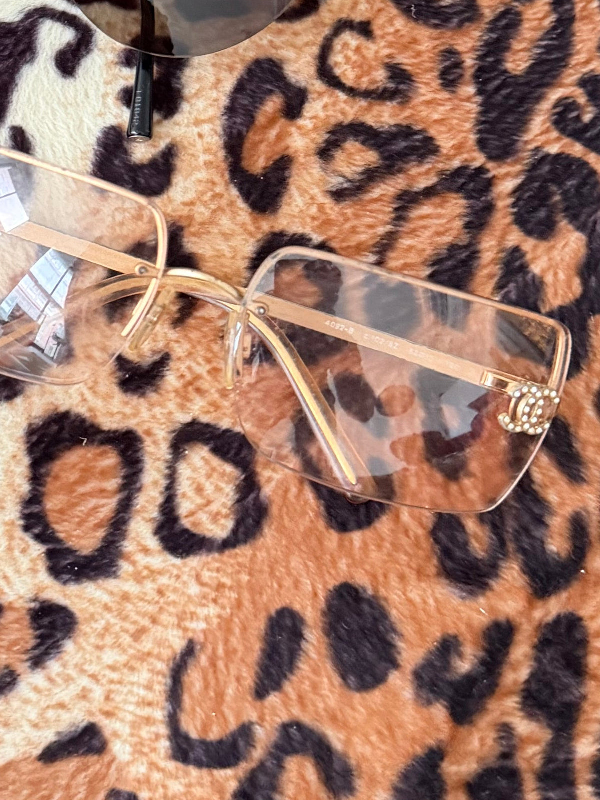 Chanel Gold Rhinestone Rimless Sunglasses (as is)