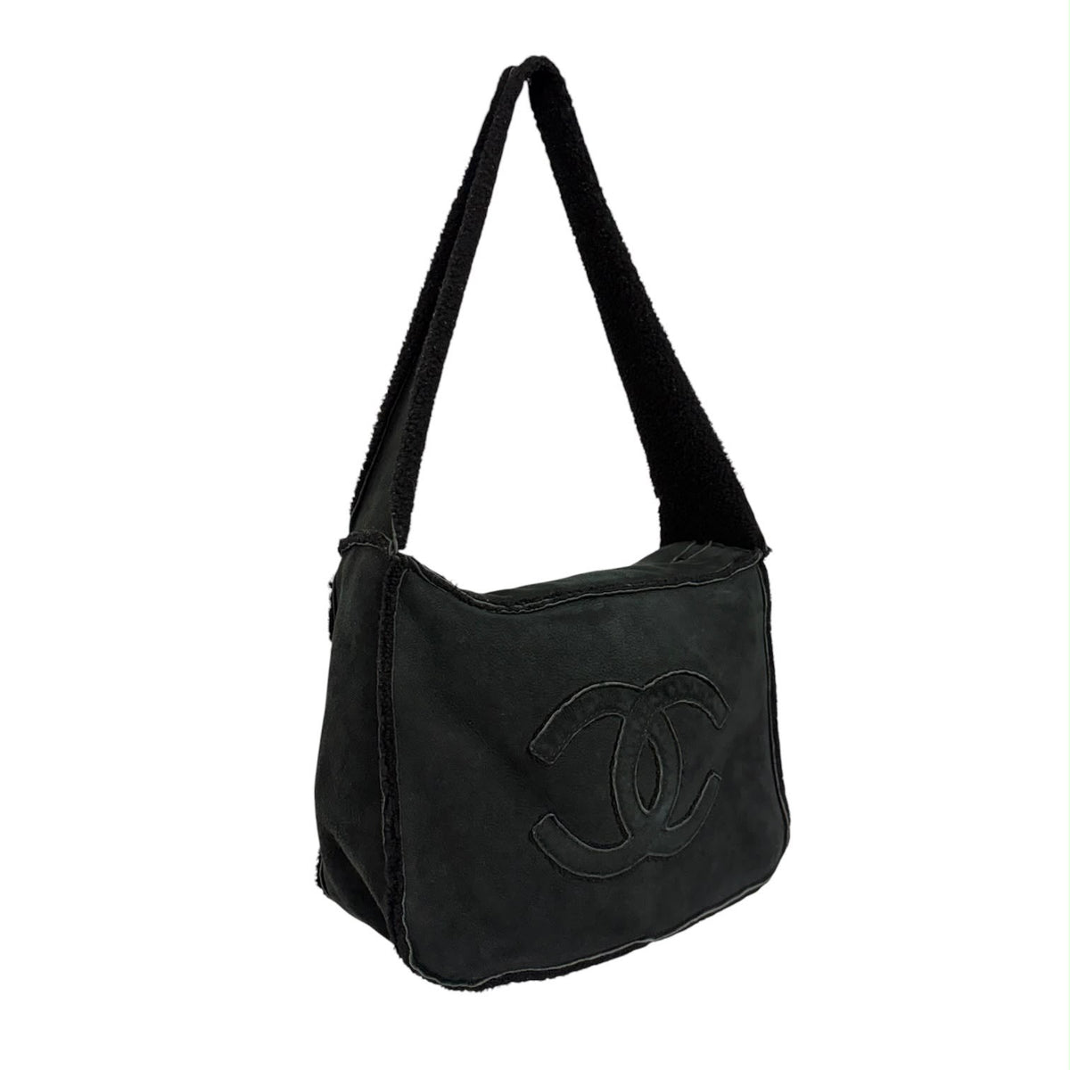 Chanel Black Shearling Shoulder Bag