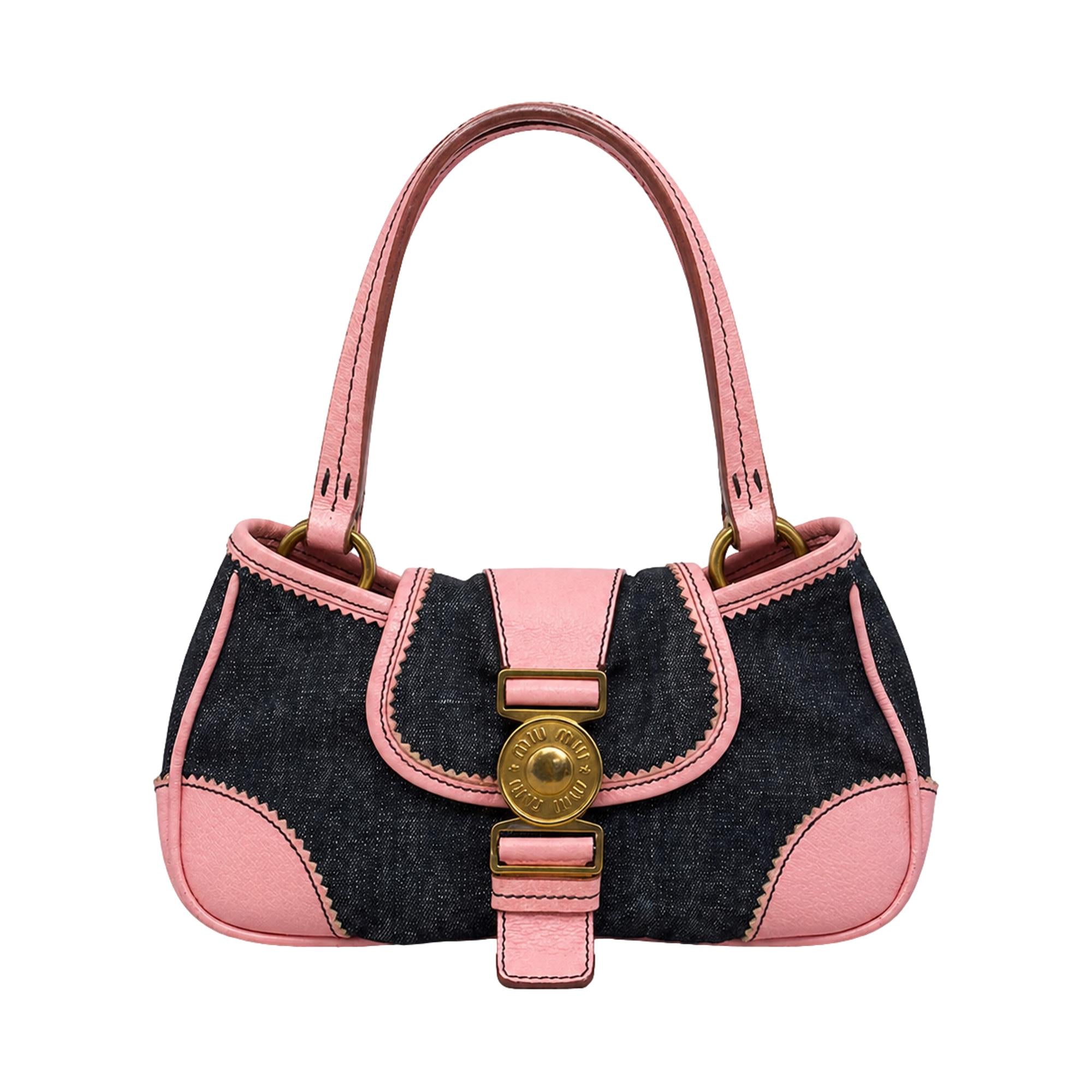 Miu Miu Denim/Pink Shoulder Bag