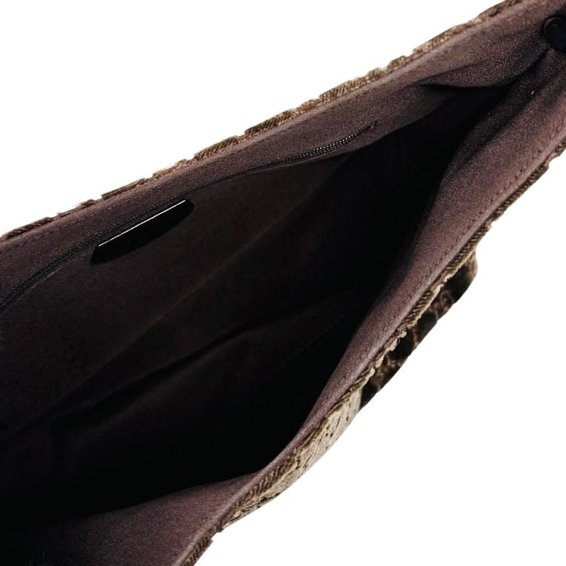 Gucci Brown Velvet Logo Shoulder Bag