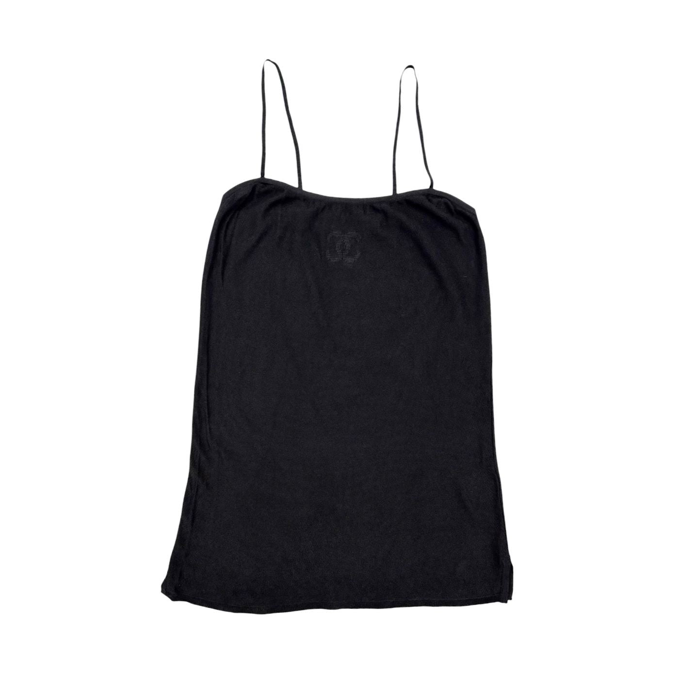 Chanel Black Perforated Logo Tank Top