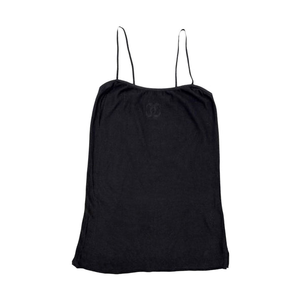 Chanel Black Perforated Logo Tank Top