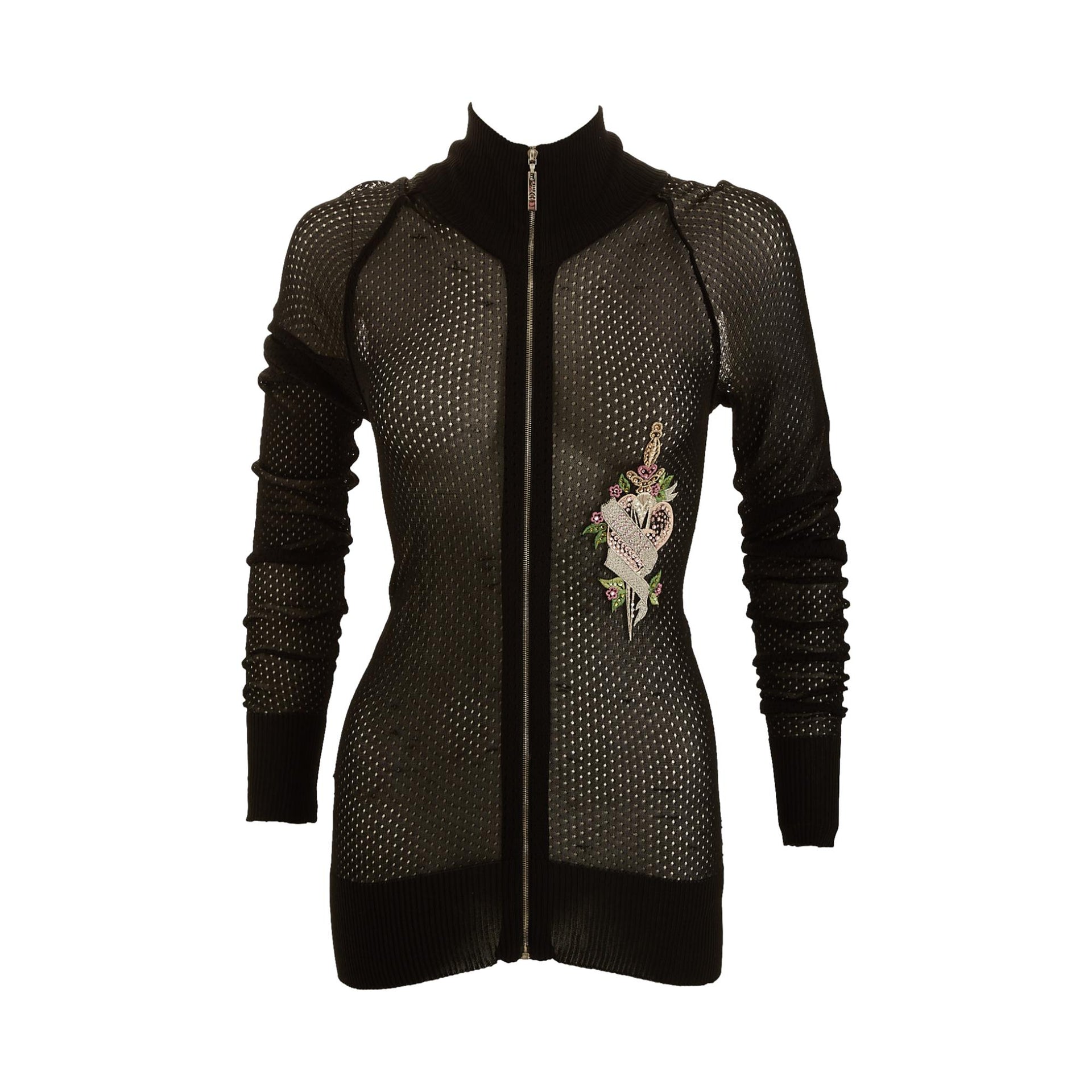 dior black mini dress Dior Black Mesh Zip Mini Dress – Treasures of NYC