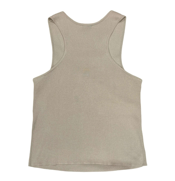 Chanel Grey Ribbed Logo Tank