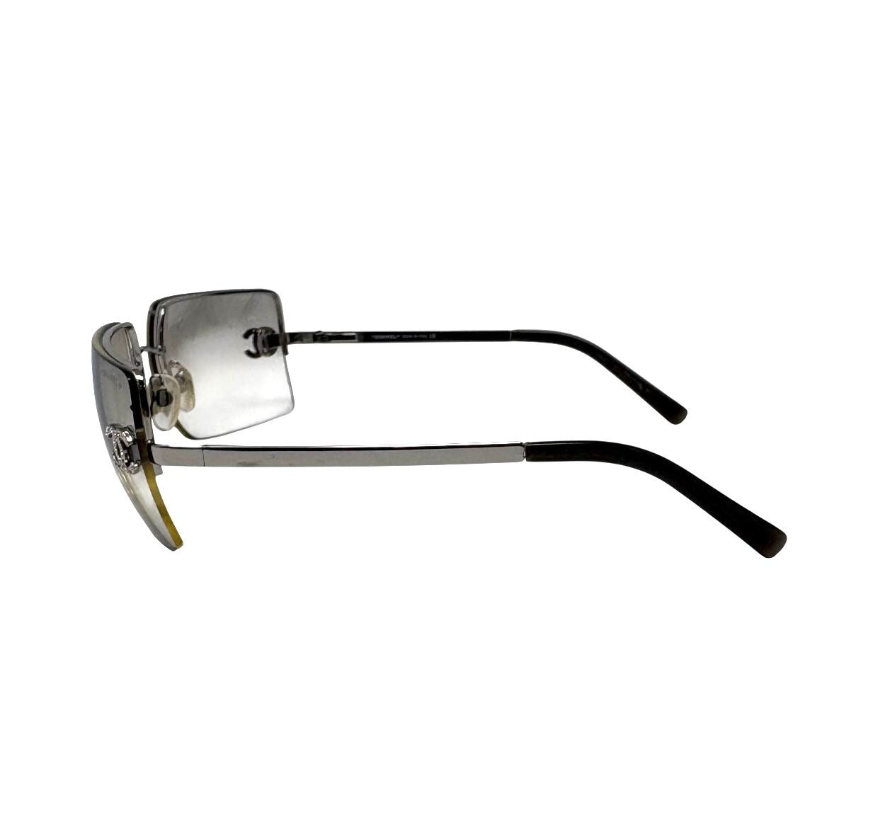 Chanel Silver Rhinestone Rimless Sunglasses