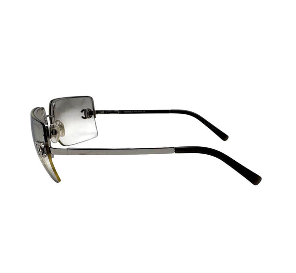 Chanel Silver Rhinestone Rimless Sunglasses