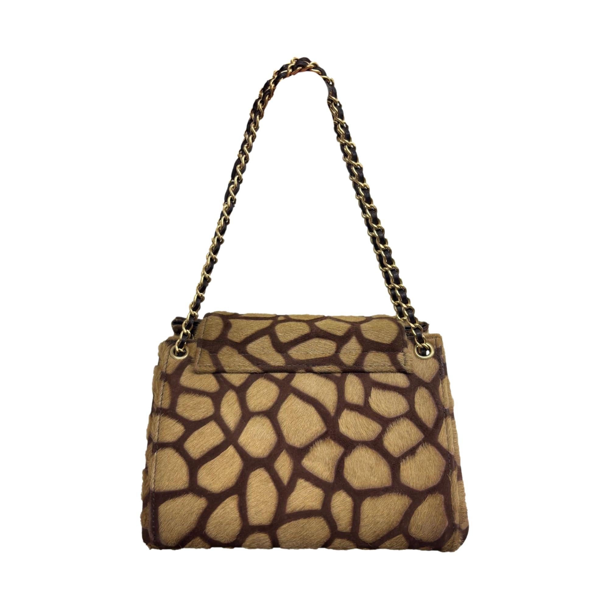 Chanel Tan Giraffe Calf-Hair Chain Bag