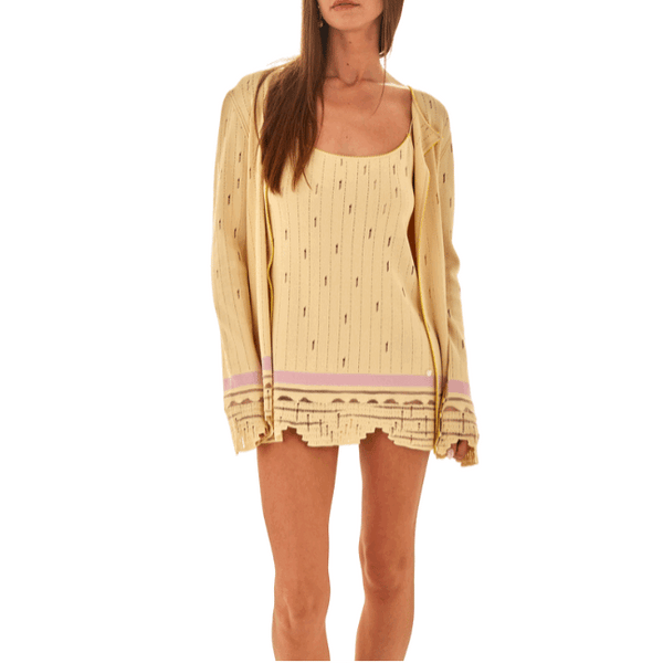 Chanel Yellow Baby Doll Dress + Cardigan Set