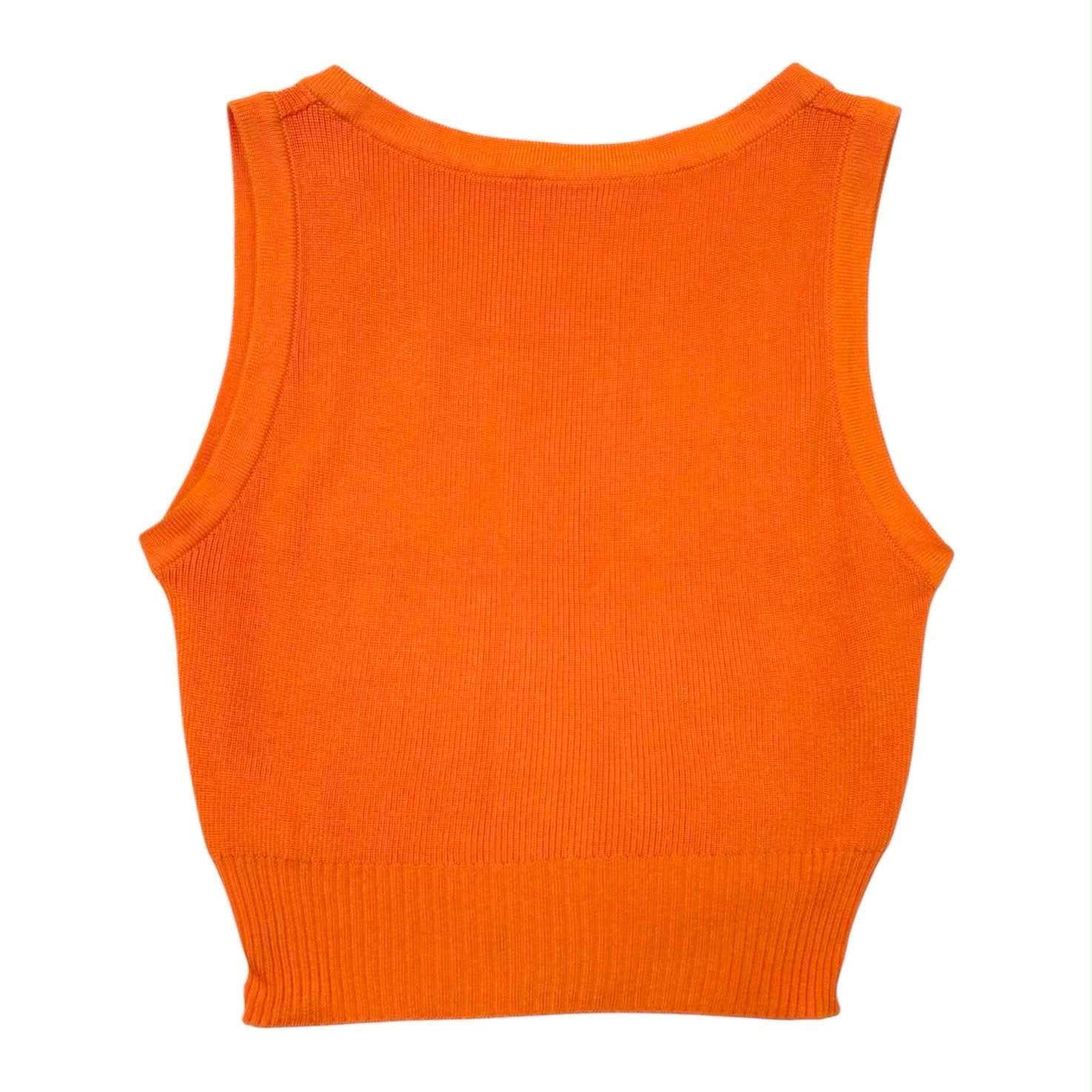 Chanel Orange Logo Ribbed Tank Top