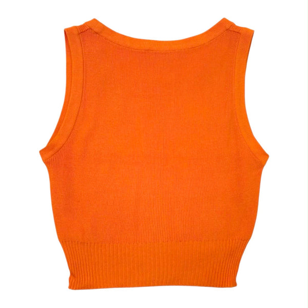 Chanel Orange Logo Ribbed Tank Top