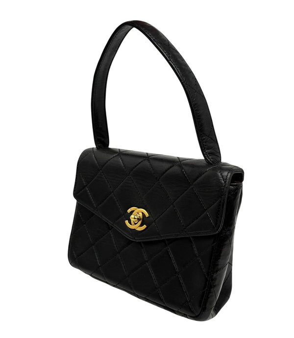 Chanel Black Lambskin Small Top Handle Bag