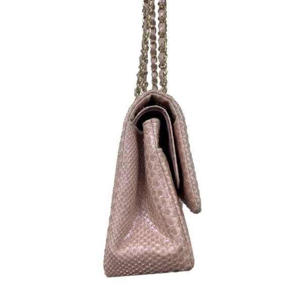 Chanel Pink Python Jumbo Double Flap Bag