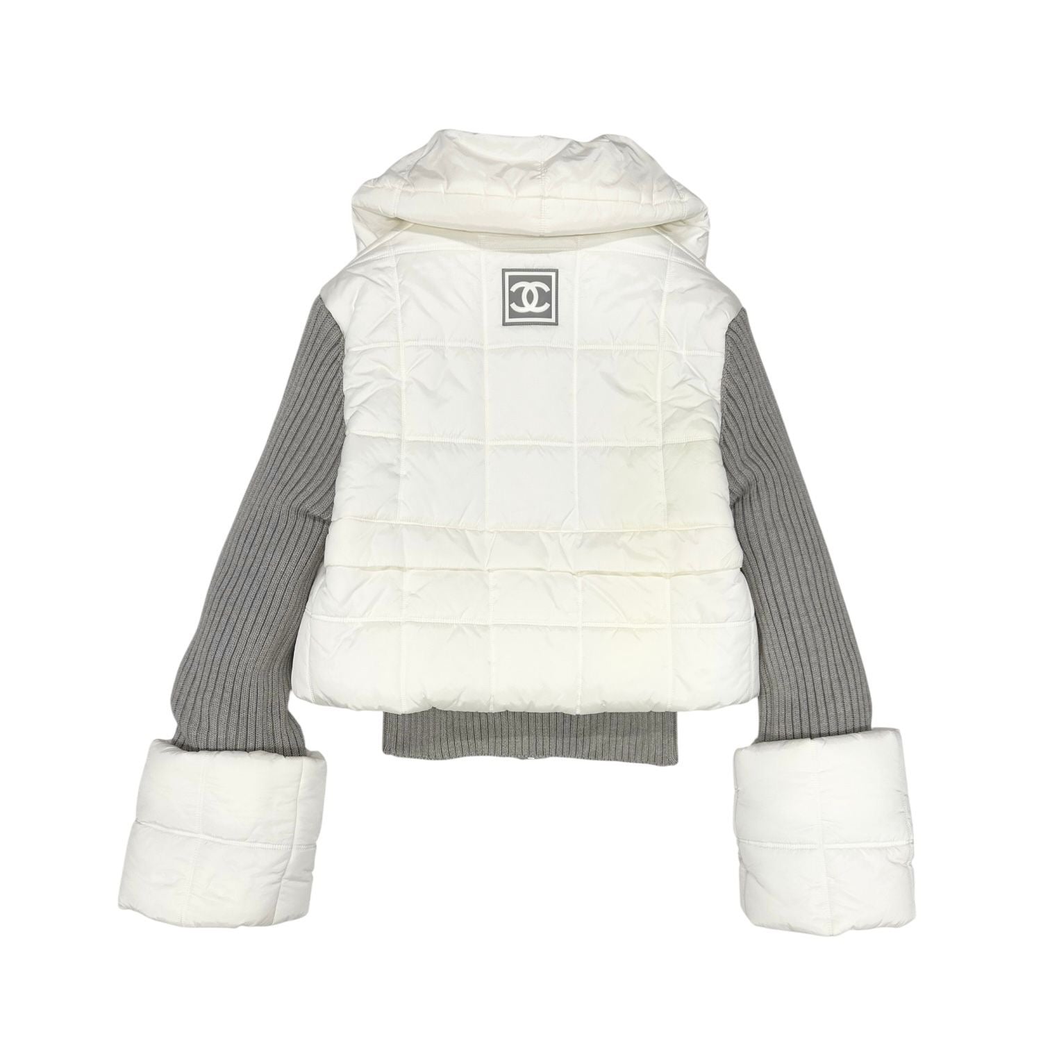 Chanel Grey Logo Puffer Coat