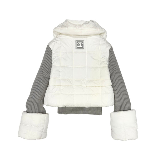Chanel Grey Logo Puffer Coat