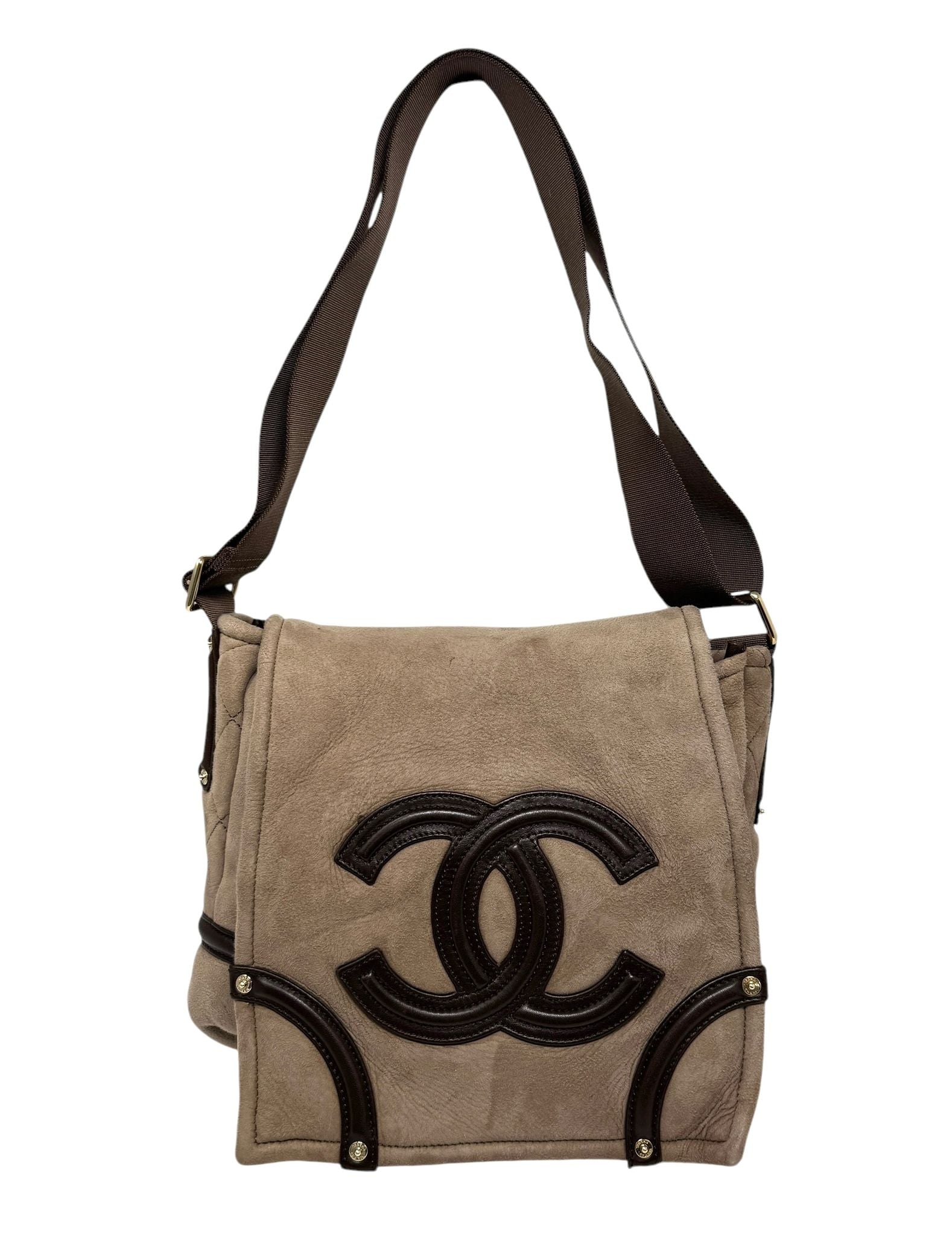 Chanel Tan Suede Messenger Bag