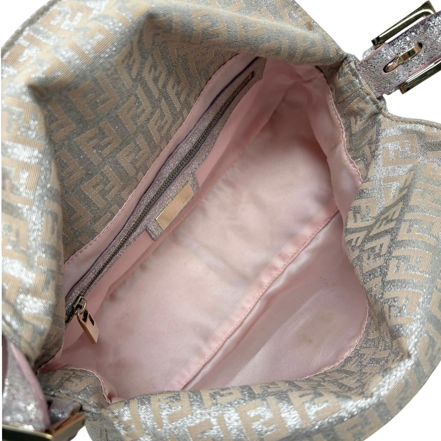 Fendi Pink Shimmer Baguette Bag