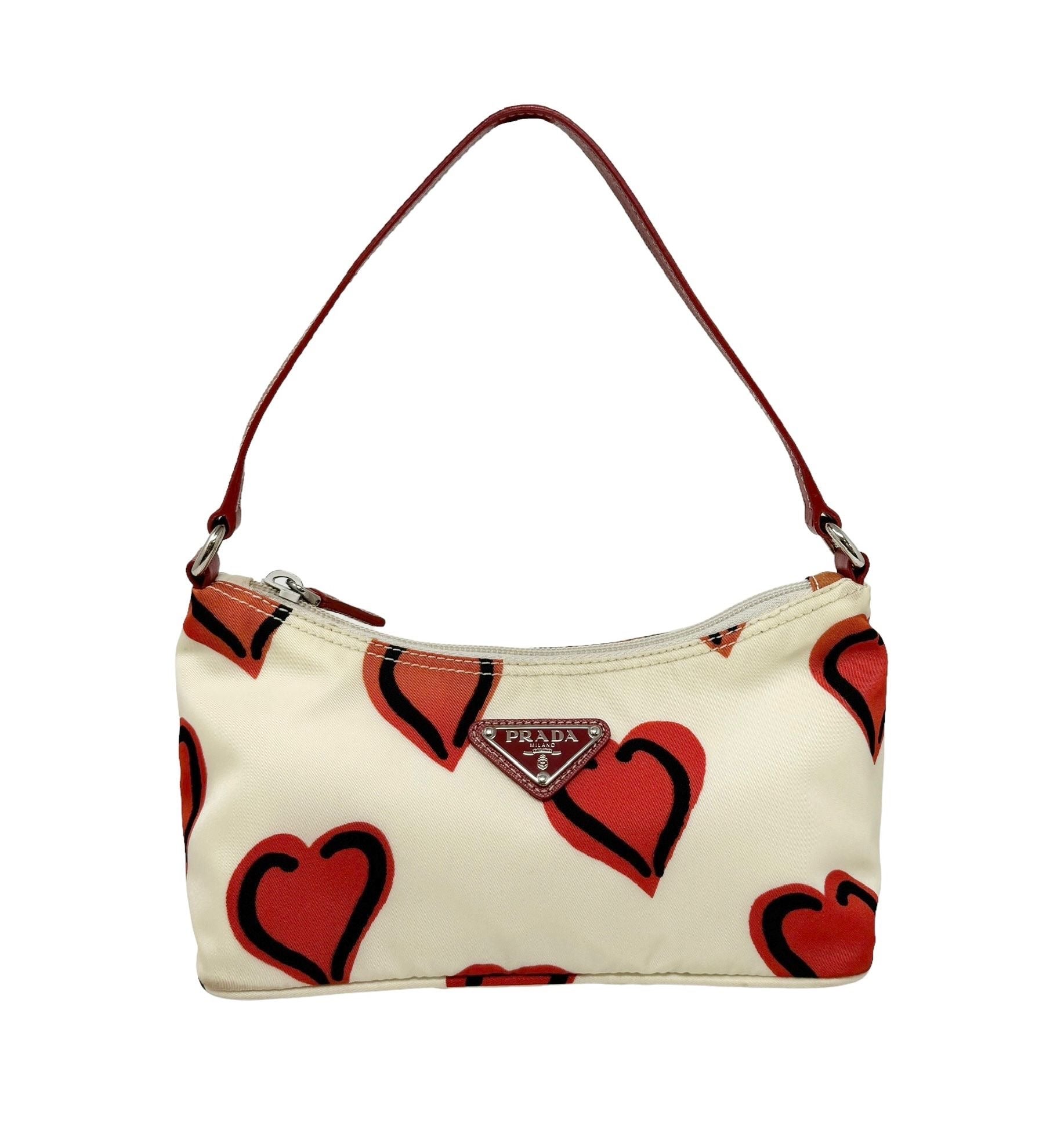 Prada White Heart Nylon Shoulder Bag