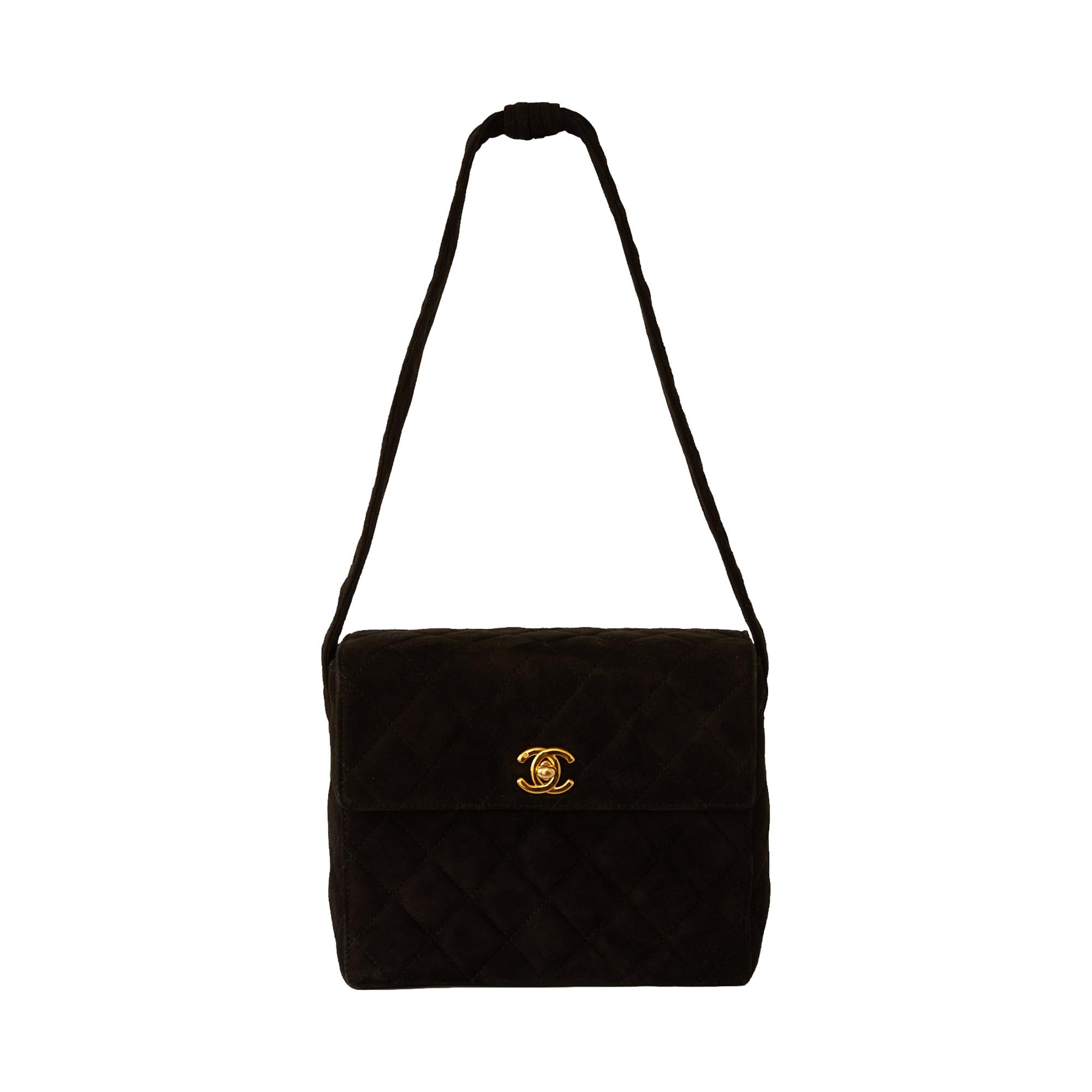 Chanel Black Suede Mini Turnlock Bag