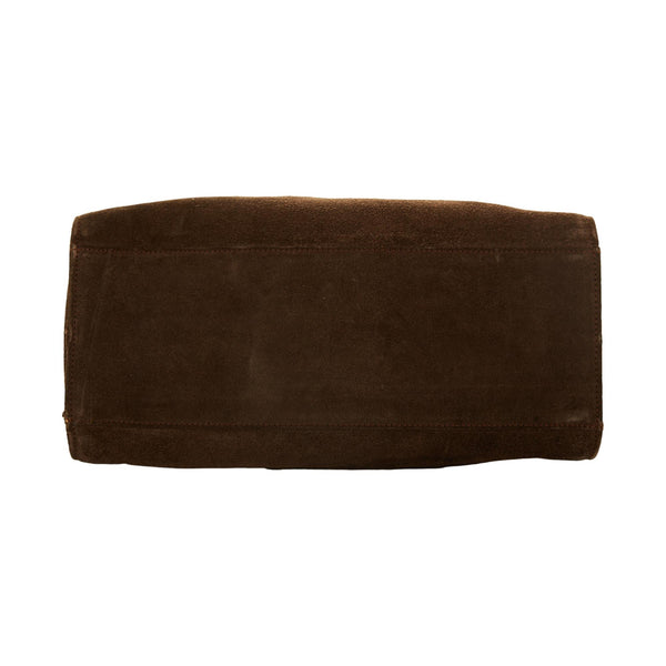 Gucci Brown Suede Metal Handle Tote