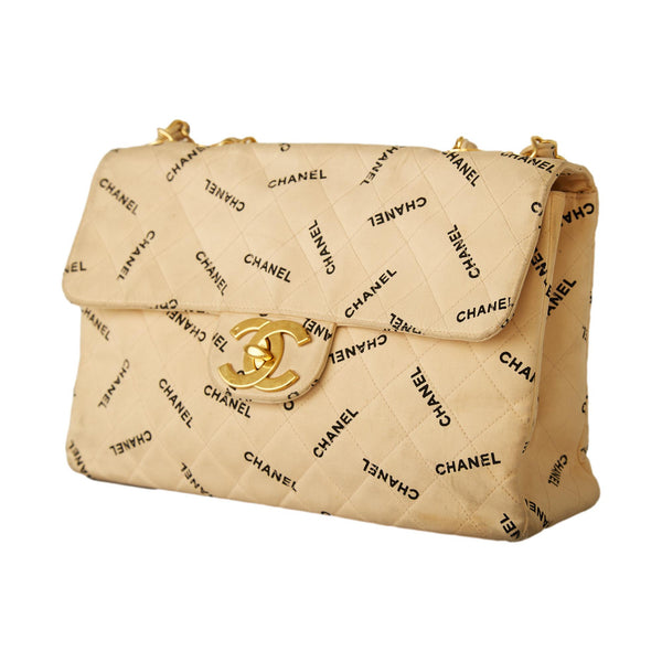 Chanel Beige XL Maxi Canvas Flap Bag