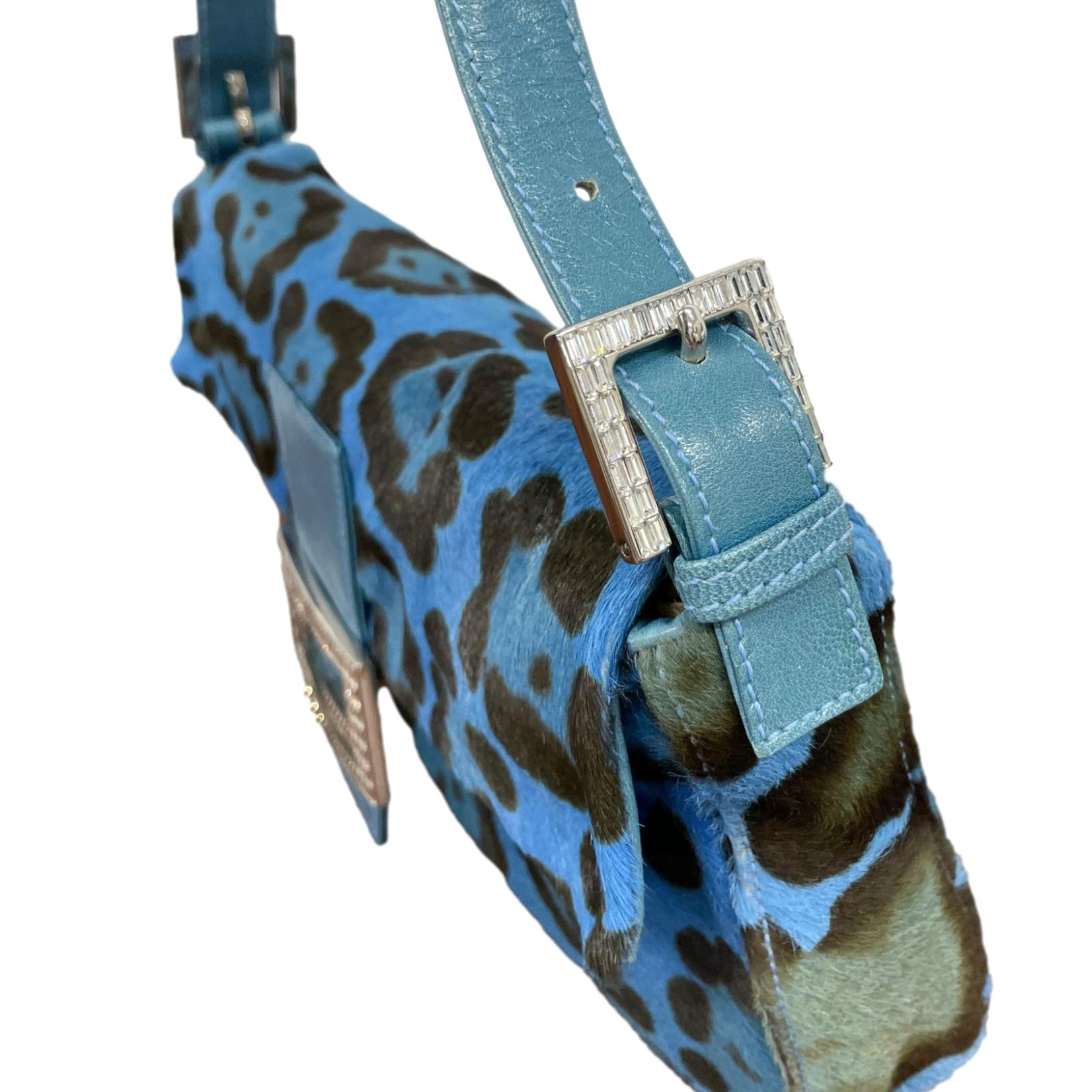 Fendi Blue Giraffe Rhinestone Baguette