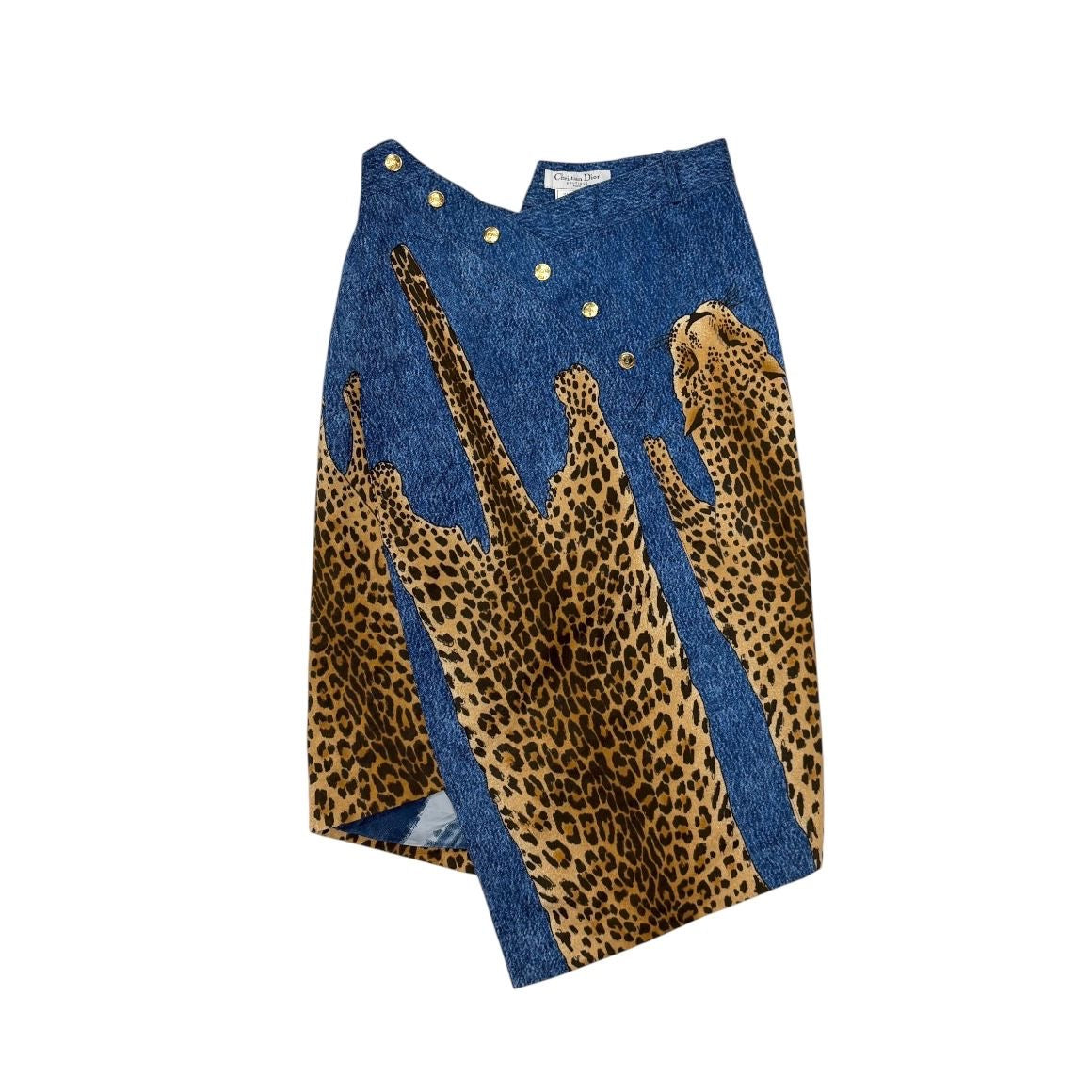 Dior Denim Cheetah Print Skirt