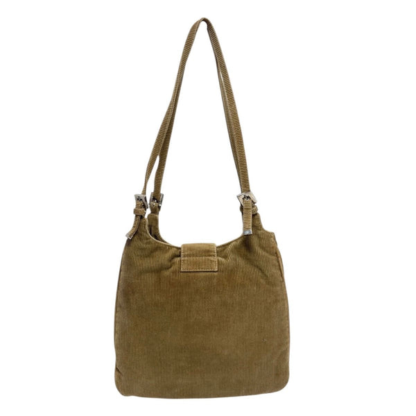 Fendi Tan Corduroy Baguette Shoulder Bag