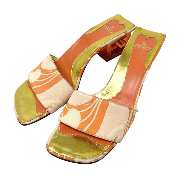 Fendi Orange Lucite Block Heels